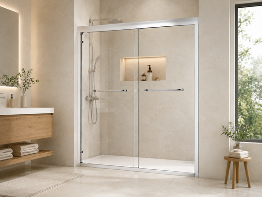 SANIKB S-8 Semi-Frameless Sliding Tub Shower Door
