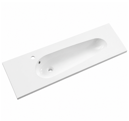 Solid Surface Teardrop Integrated Vanity Basin with Single Faucet Hole SD1510 – 1510 × 462 × 168 mm