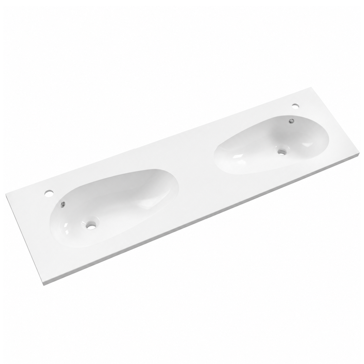 Solid Surface Teardrop Integrated Vanity Basin with Single Faucet Hole SD1510D – 1510 × 462 × 168 mm · Double Bowl