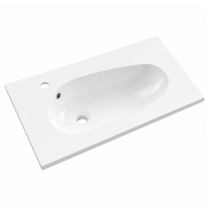 Solid Surface Teardrop Integrated Vanity Basin with Single Faucet Hole SD760 – 760 × 462 × 168 mm
