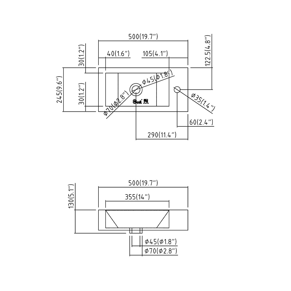 SN050 Series Wall-hung Basin