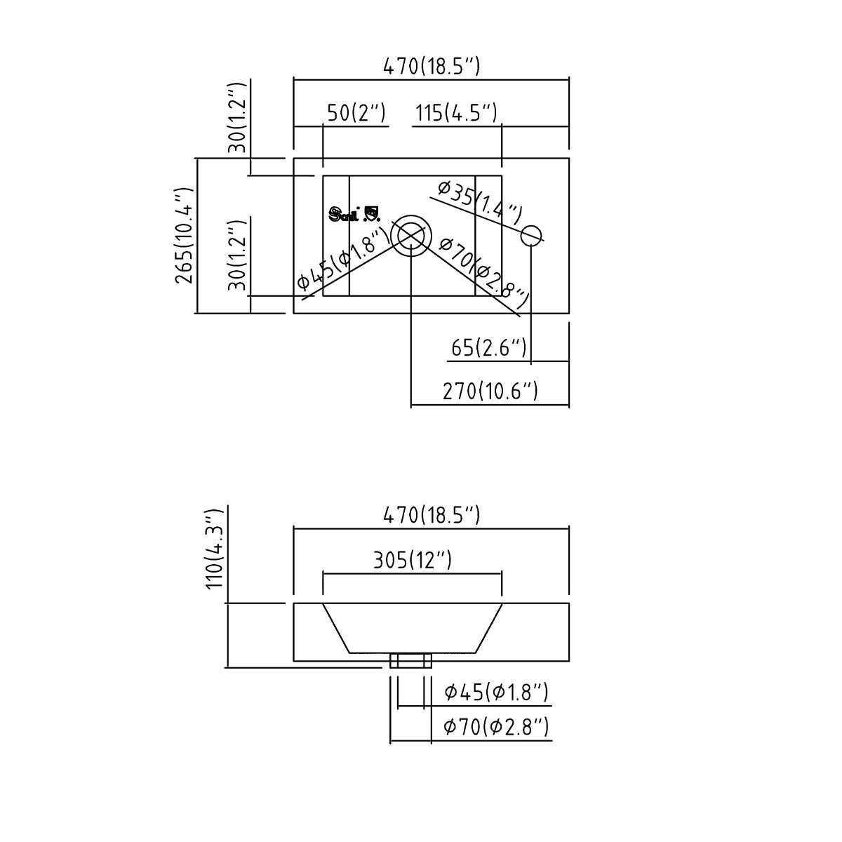 SN050 Series Wall-hung Basin