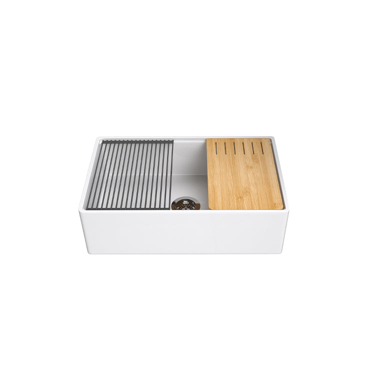 33 Inch Farmhouse Laundry Sink Freestanding – Drop In Apron Front Sink | SANIKB SN100W3320