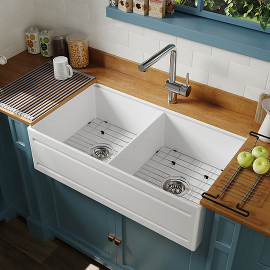 36 Double Bowl Farmhouse Sink – Farmhouse Apron Kitchen Sink | SANIKB SN102W3620D