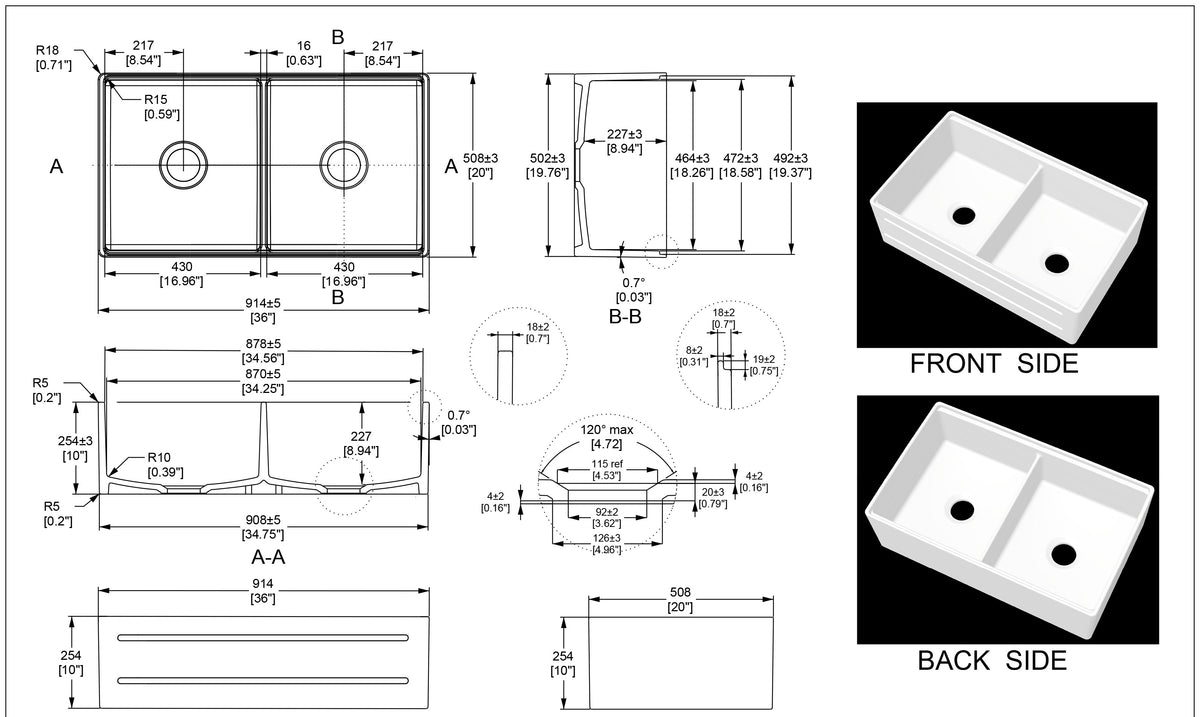 36 Double Bowl Farmhouse Sink – Farmhouse Apron Kitchen Sink | SANIKB SN102W3620D