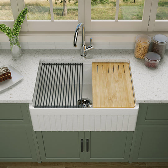 30 Inch Farmhouse Sink Workstation – Drop-In Apron Front | SANIKB SN103W3020