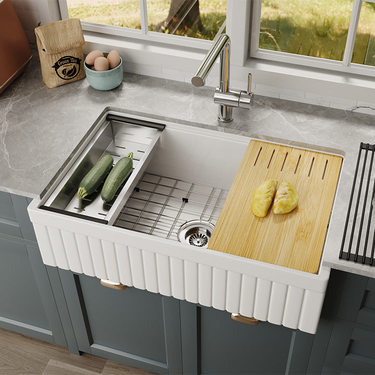 33 Inch Short Apron Farmhouse Sink – Fireclay Undermount Sink | SANIKB SN103W3320