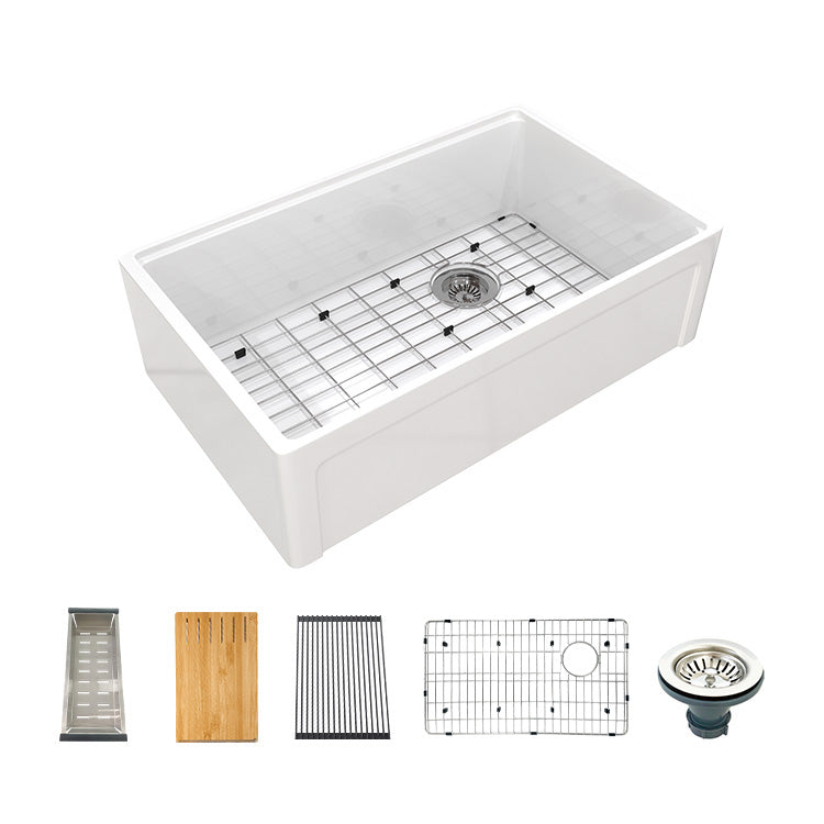 33 Inch Country Style Fireclay Apron Front Sink – Single Bowl | Model SN105W3320