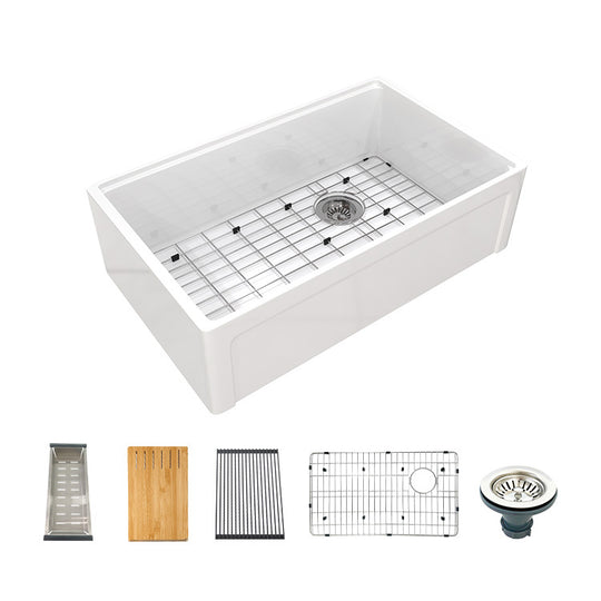 33 Inch Country Style Fireclay Apron Front Sink – Single Bowl | Model SN105W3320