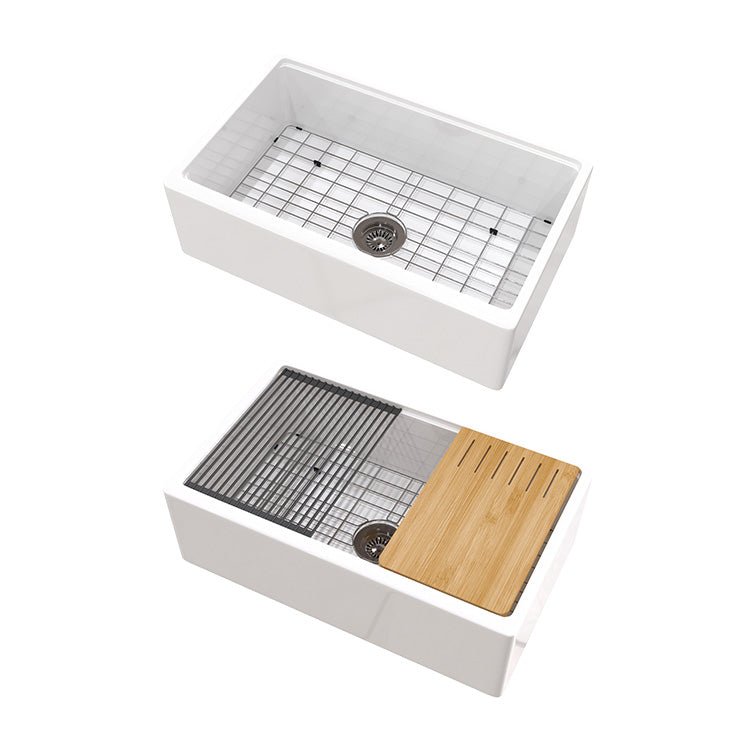 SANIKB SN106W3320 Fireclay Workstation Farmhouse Sink