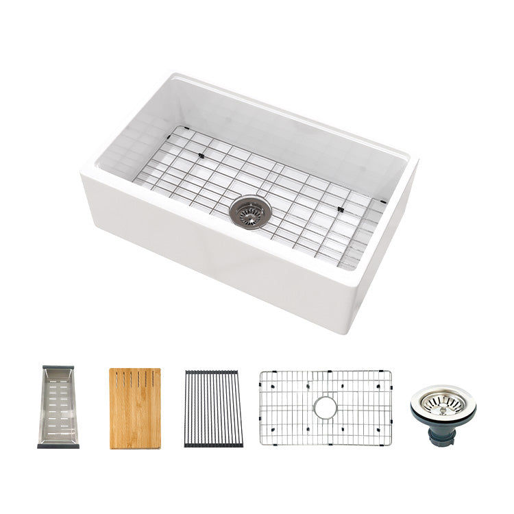 SANIKB SN106W3320 Fireclay Workstation Farmhouse Sink