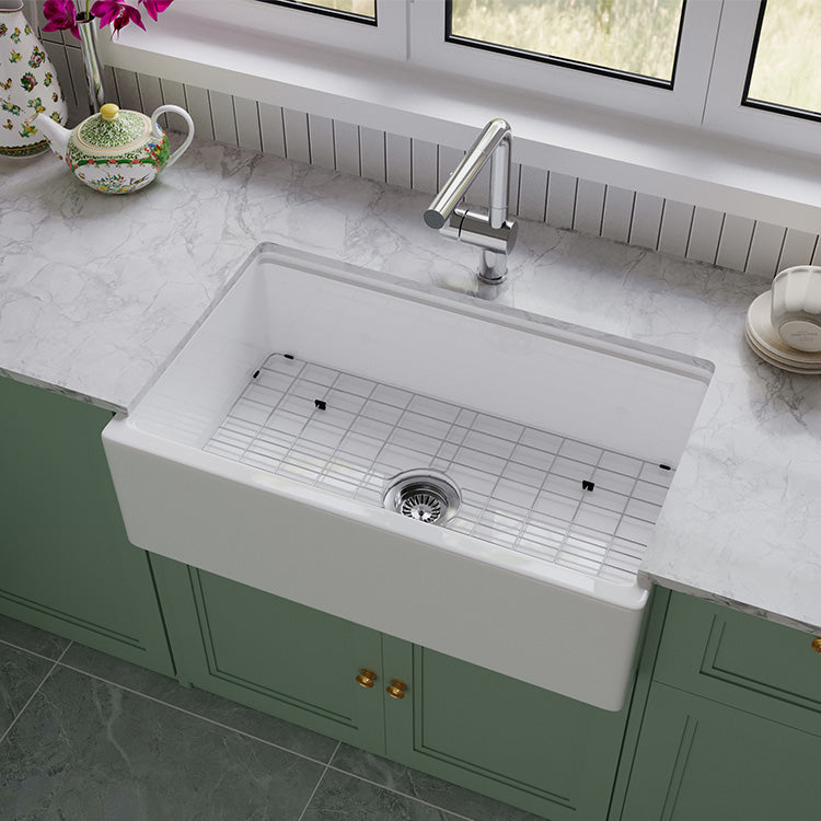 SANIKB SN106W3320 Fireclay Workstation Farmhouse Sink