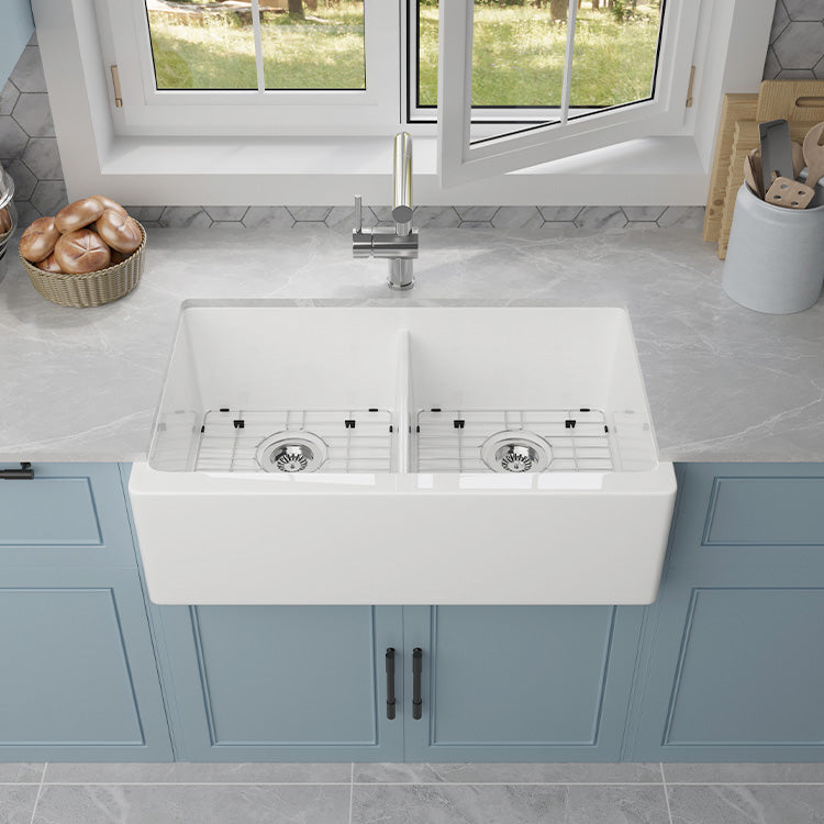 SANIKB SN106W3320D 33-inch Double Basin Apron Sink Workstation