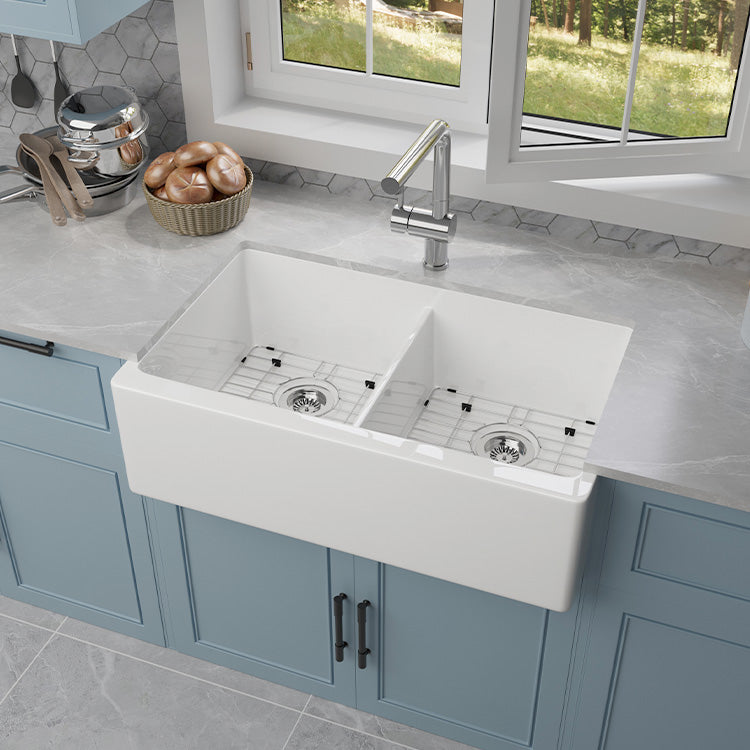 SANIKB SN106W3320D 33-inch Double Basin Apron Sink Workstation