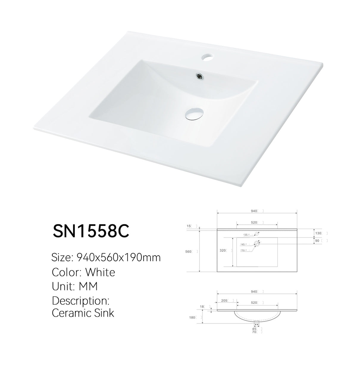 SN1558 Series Cabinet Basin