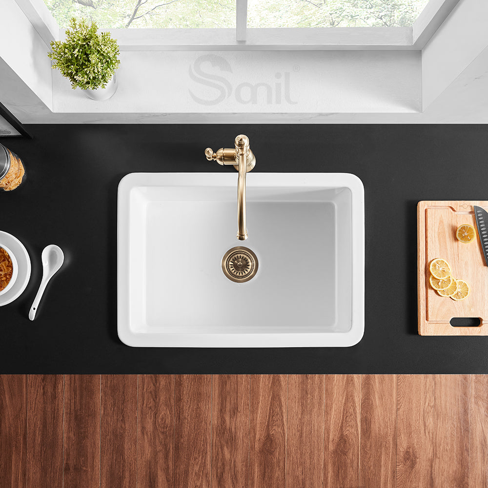 27 Inch Farmhouse Sink White – Apron Front | SANIKB SN2719S
