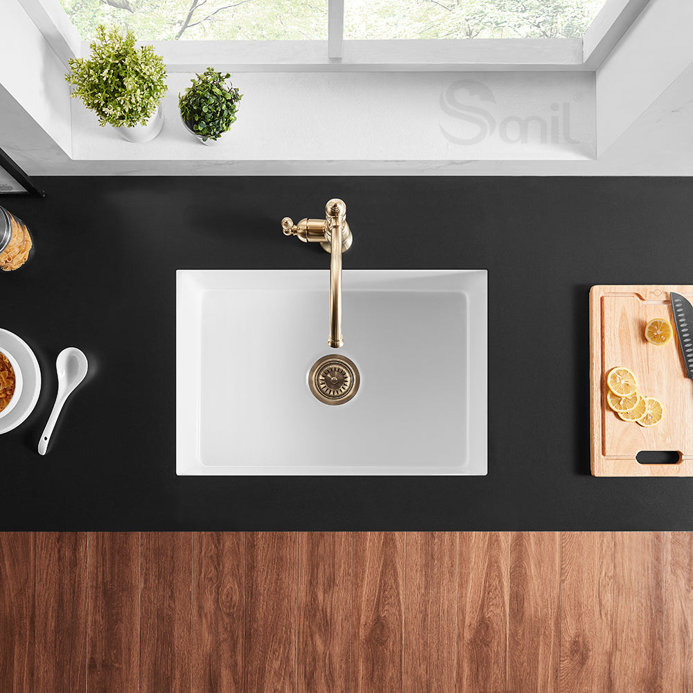 27 Inch Farmhouse Sink White – Apron Front | SANIKB SN2719S