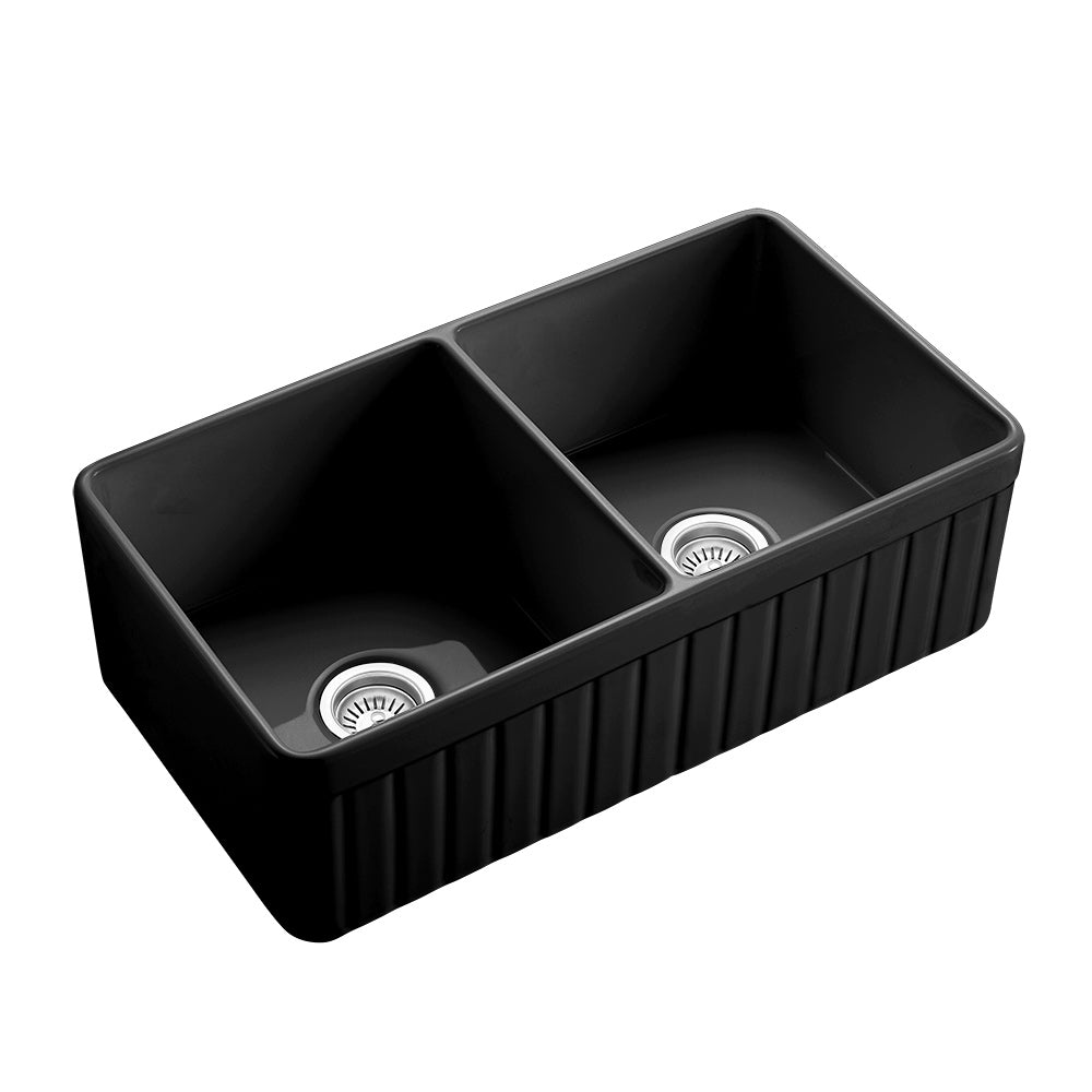 33 Inch Double Farm Sink Kitchen – White Farmhouse Sink | Model SN3318TD