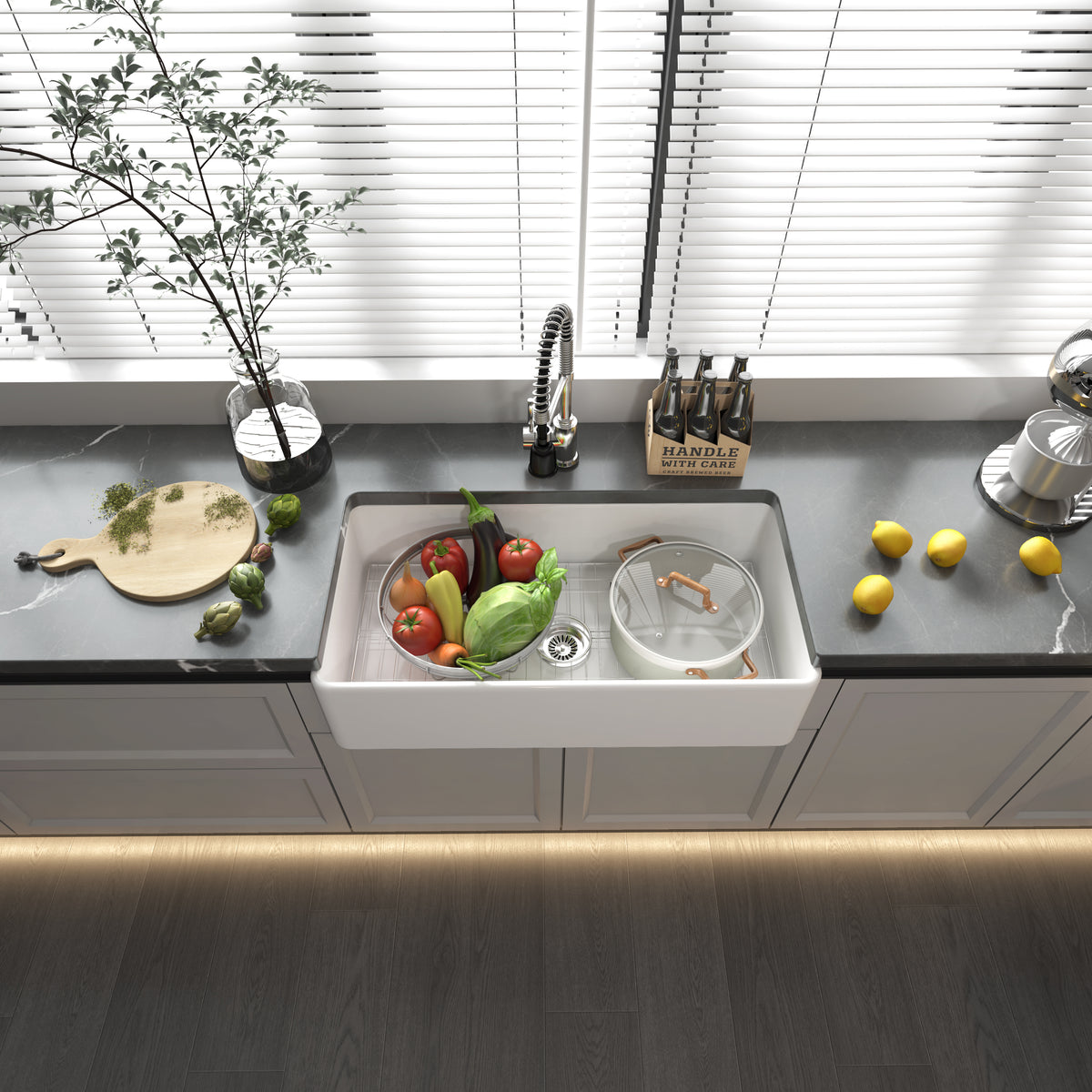 Black Farmhouse Kitchen Sink – Deep Farmhouse Kitchen Sink | SANIKB SN3618