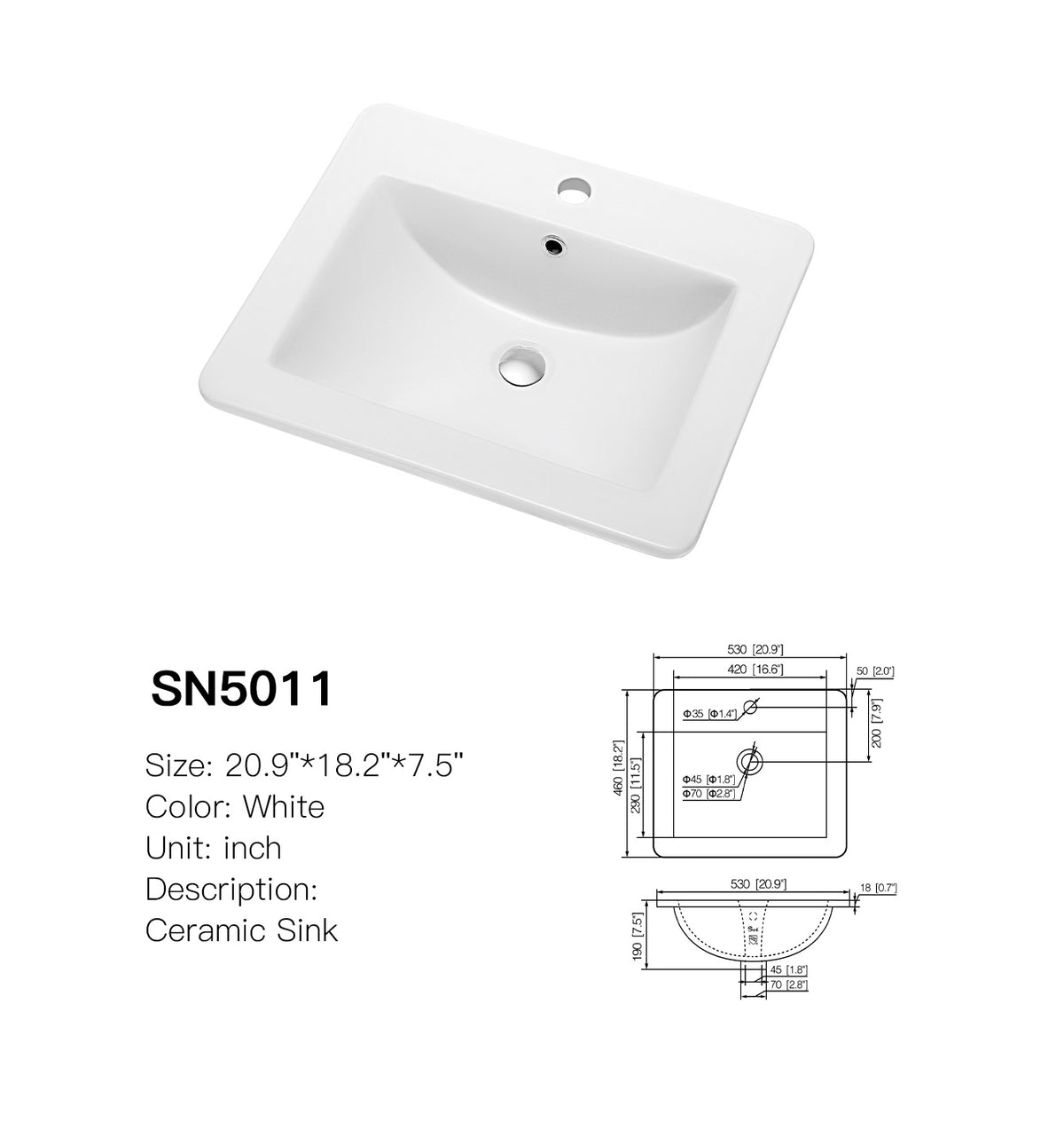 SN5011 Cabinet Basin