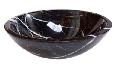 Round natural stone black bathroom vessel basin SP015