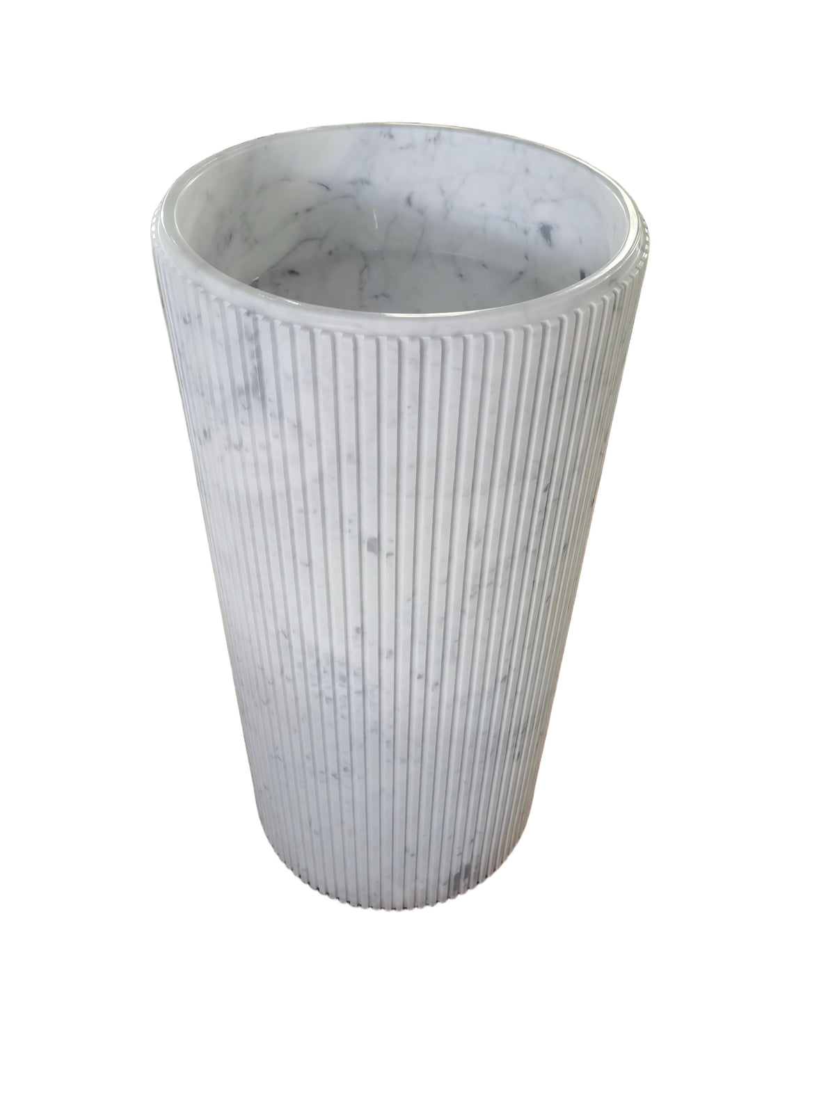 Fluted natural stone white bathroom pedestal basin SP1001