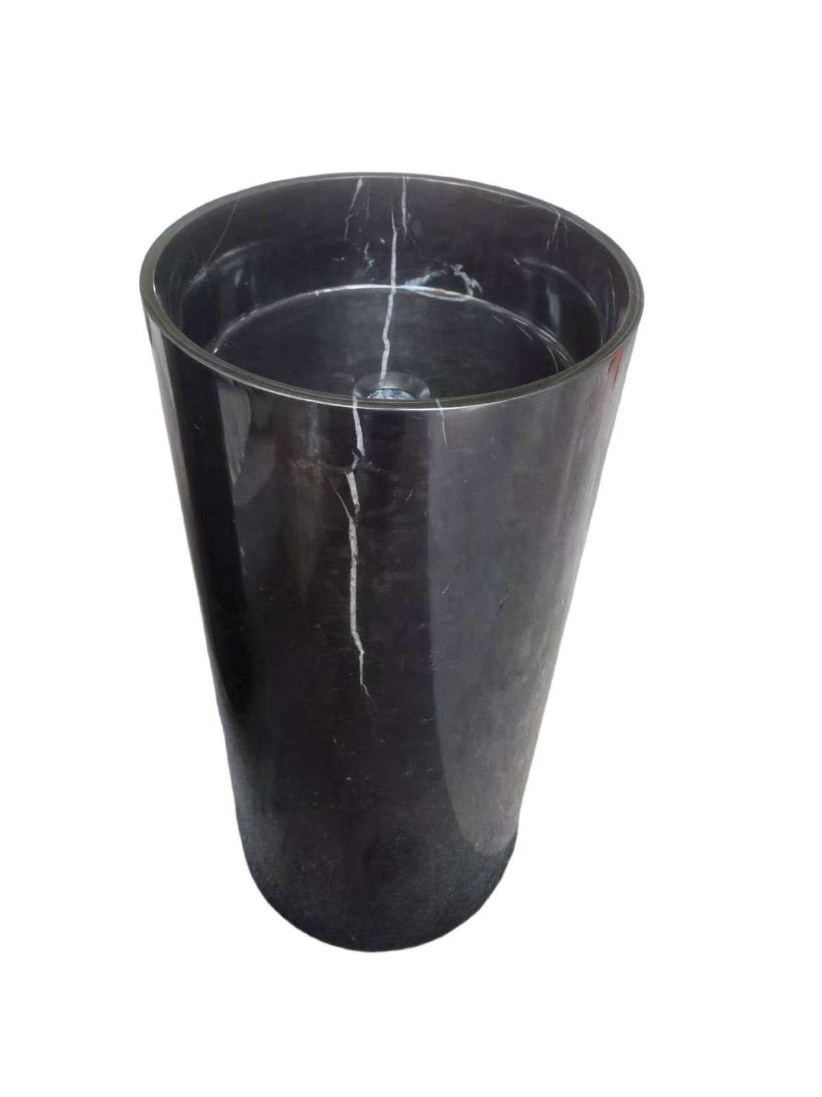 Cylinder natural stone black bathroom pedestal basin SP1014