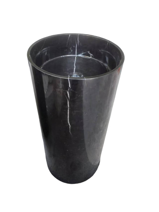 Cylinder natural stone black bathroom pedestal basin SP1014
