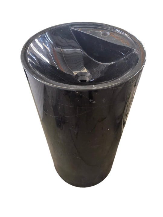 Cylinder natural stone black bathroom pedestal basin SP1015