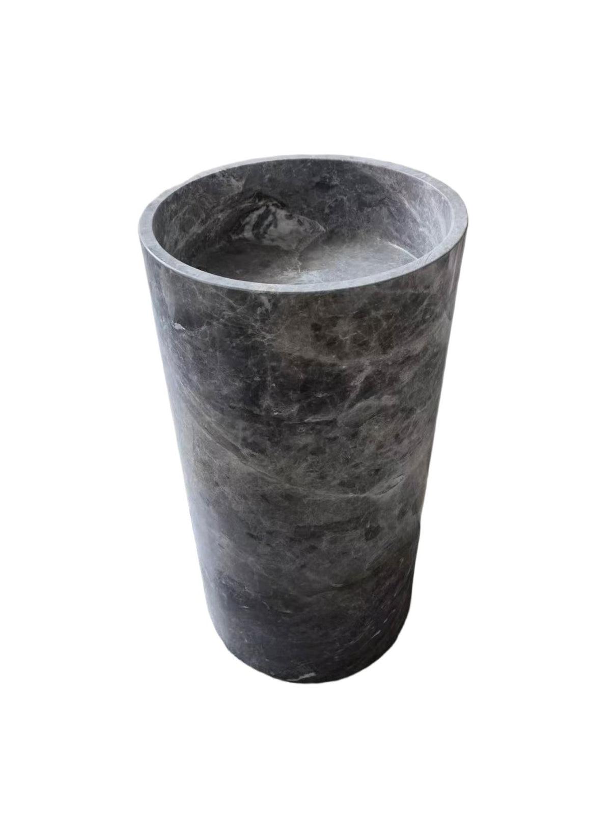 Cylinder natural stone grey bathroom pedestal basin SP1017