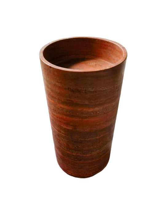 Cylinder natural stone brown bathroom pedestal basin SP1018