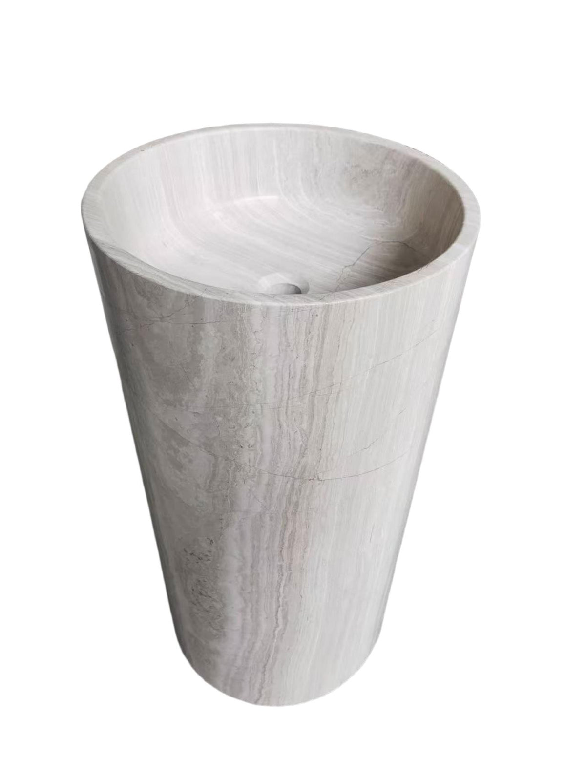 Cylinder natural stone grey bathroom pedestal basin SP1020