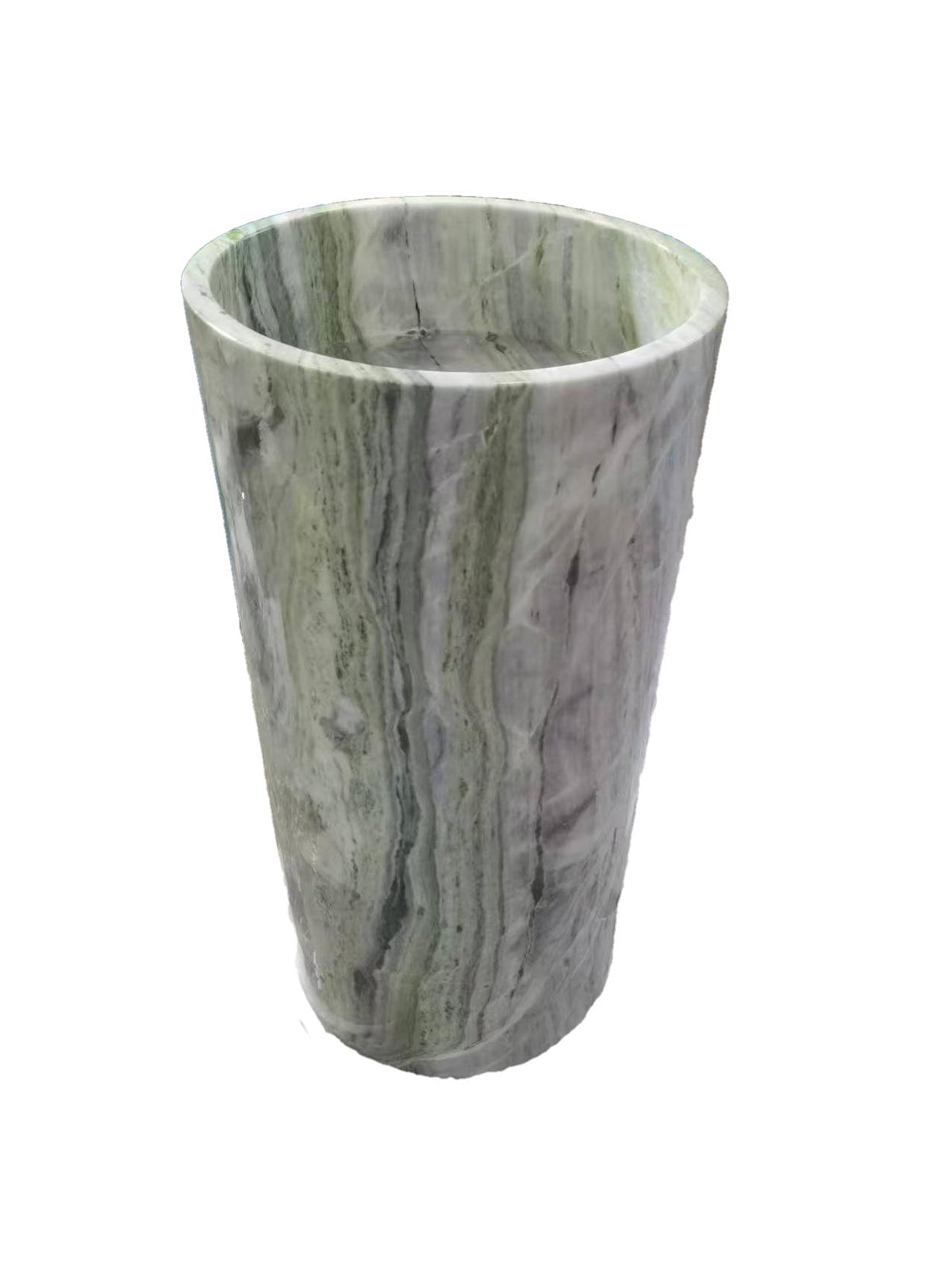 Cylinder natural stone green bathroom pedestal basin SP1021