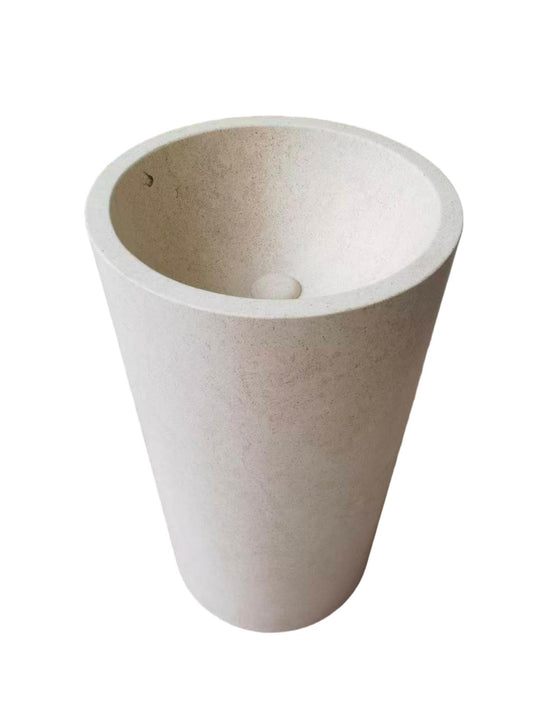 Conical natural stone beige bathroom pedestal basin SP1023