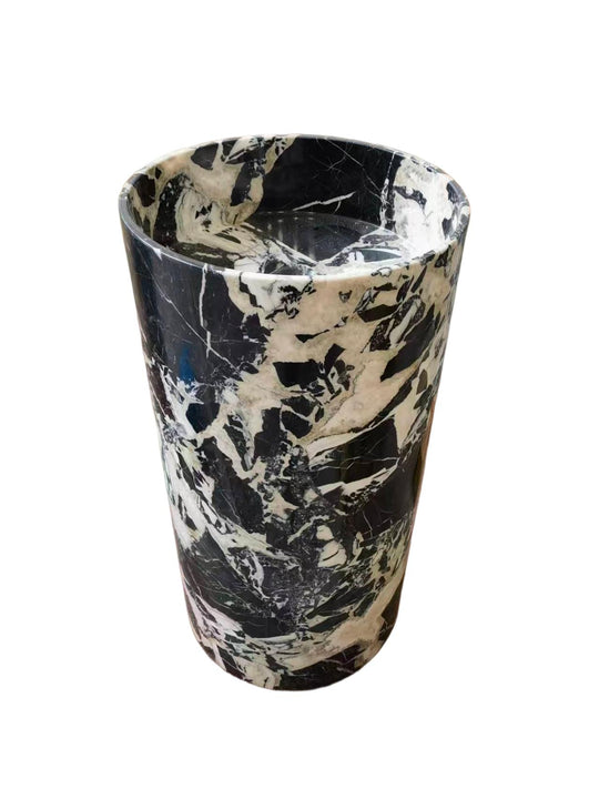 Conical natural stone black bathroom pedestal basin SP1024