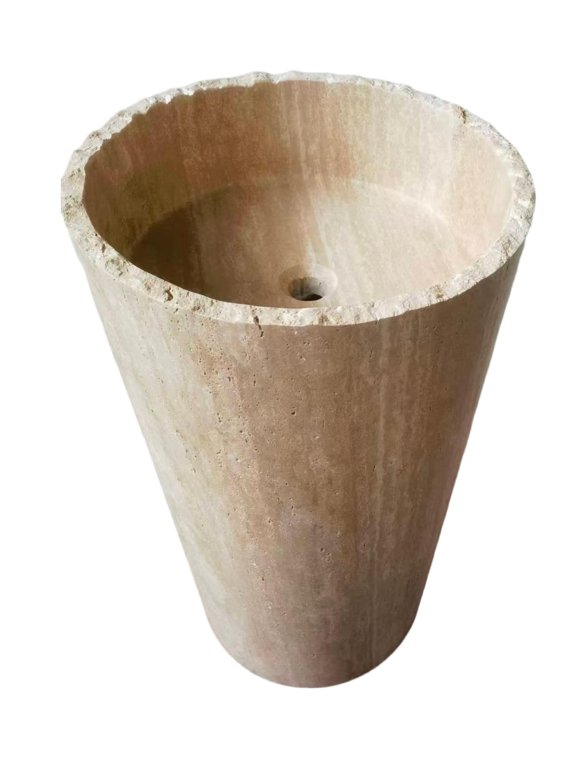 Conical natural stone beige bathroom pedestal basin SP1025