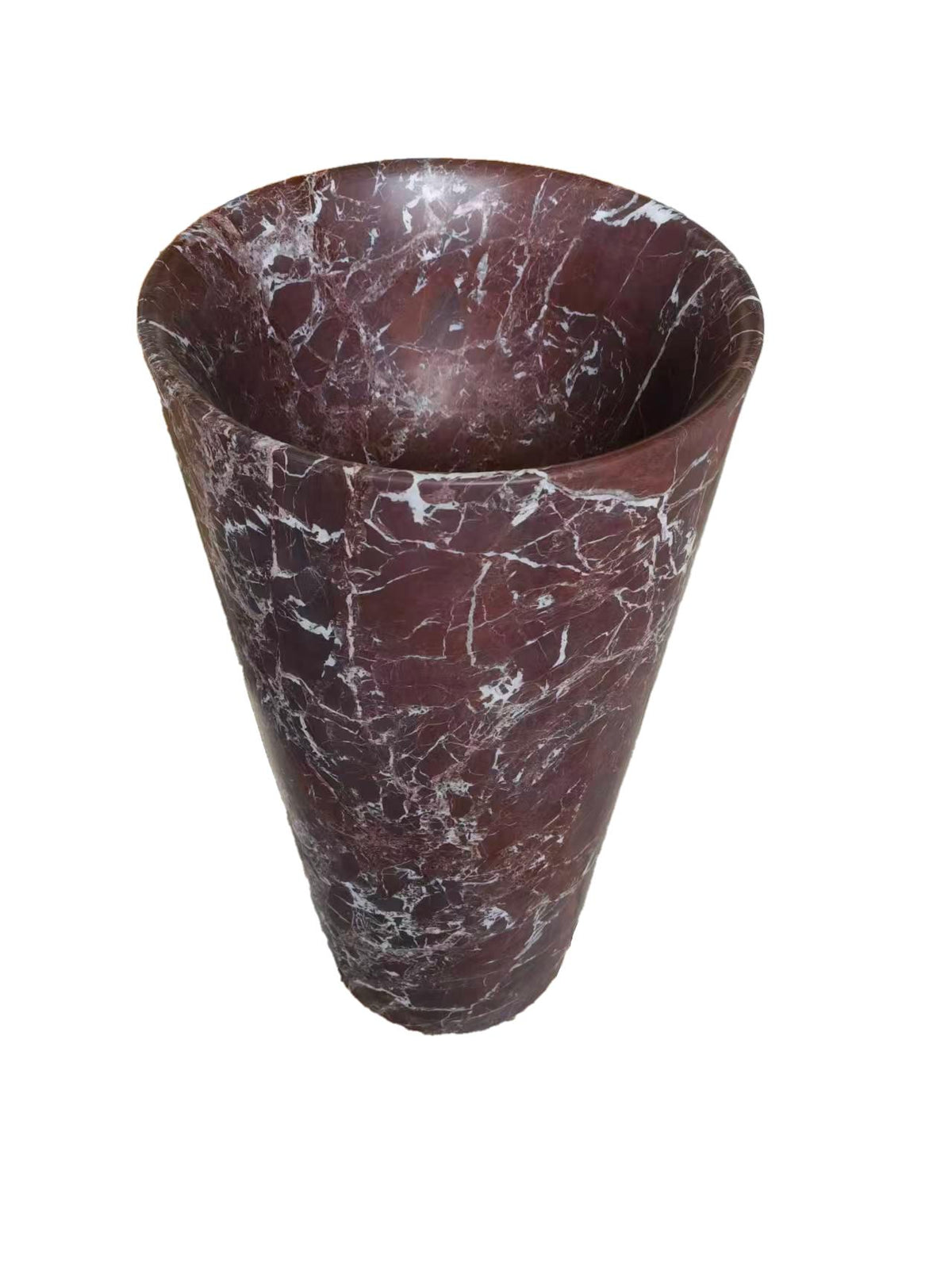 Conical natural stone brown bathroom pedestal basin SP1026