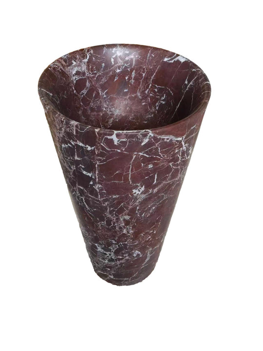 Conical natural stone brown bathroom pedestal basin SP1026