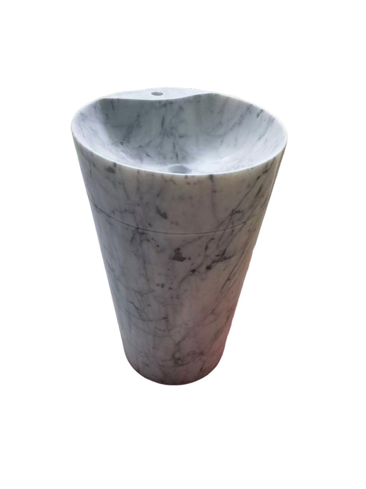 Conical natural stone white bathroom pedestal basin SP1027