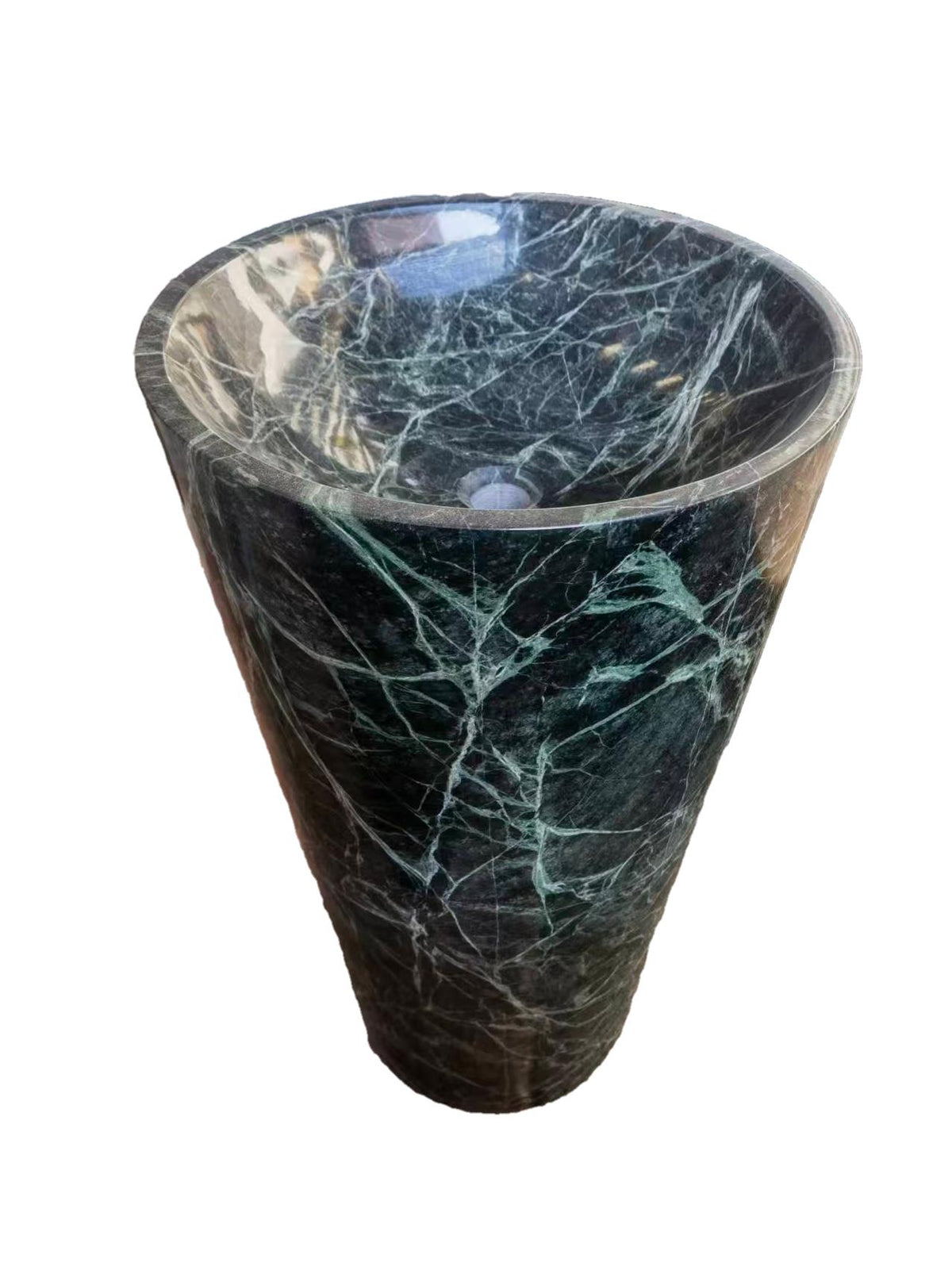 Conical natural stone green bathroom pedestal basin SP1028
