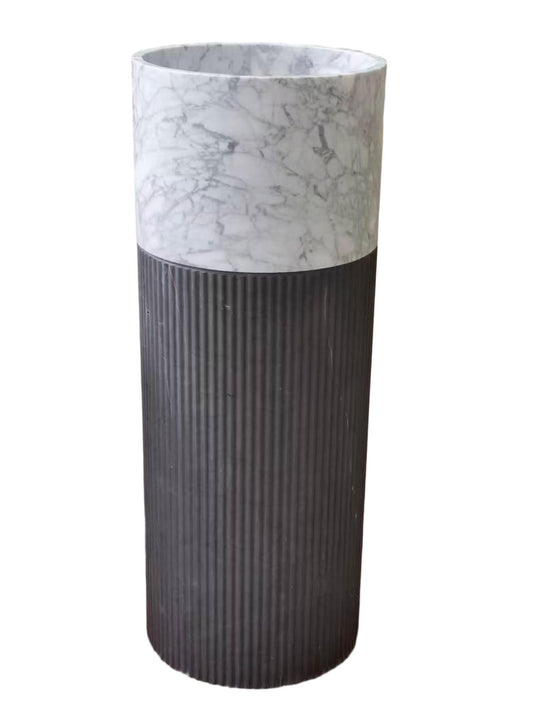 Fluted natural stone multi bathroom pedestal basin SP1033