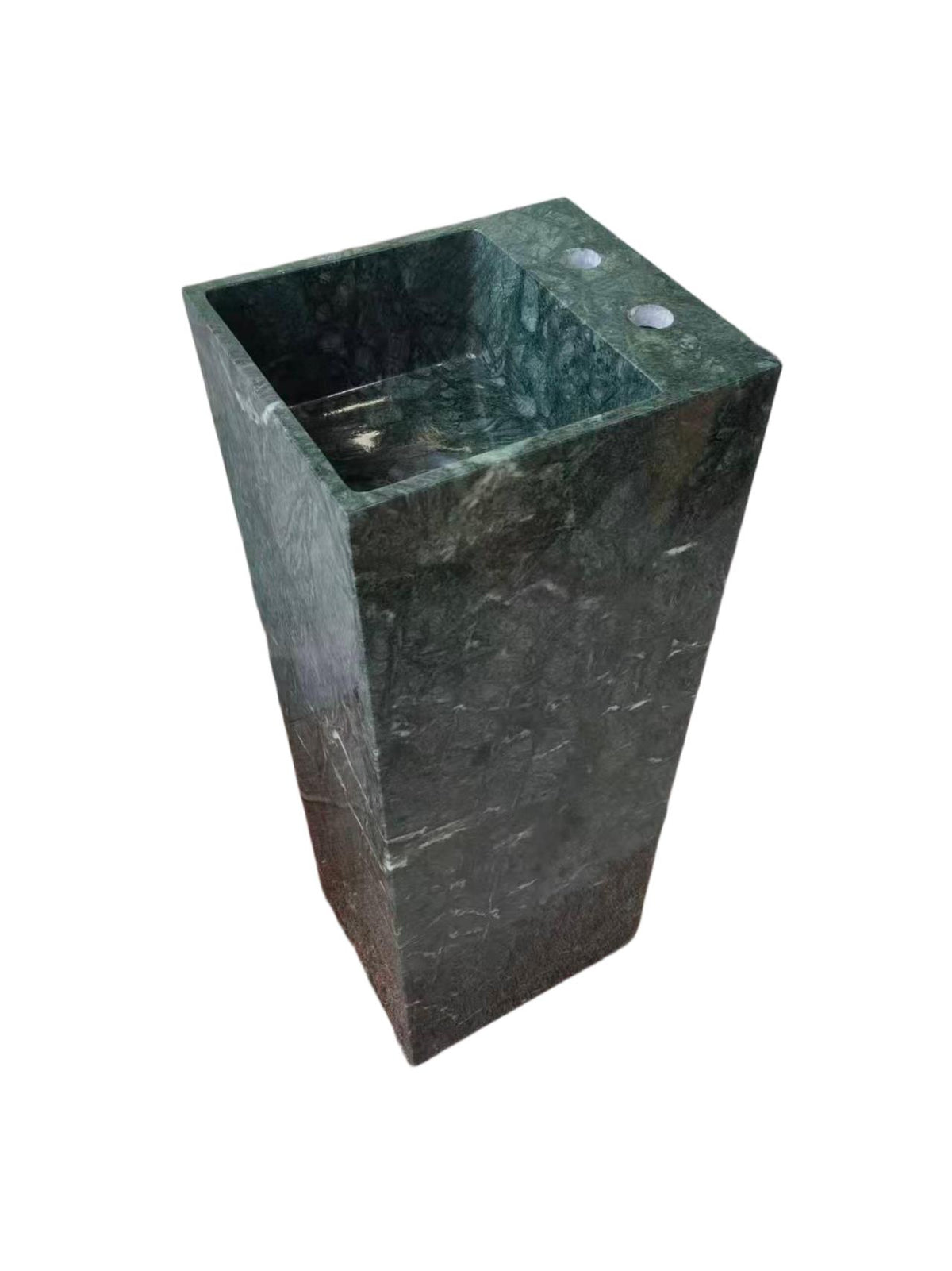 Square natural stone green bathroom pedestal basin SP1040
