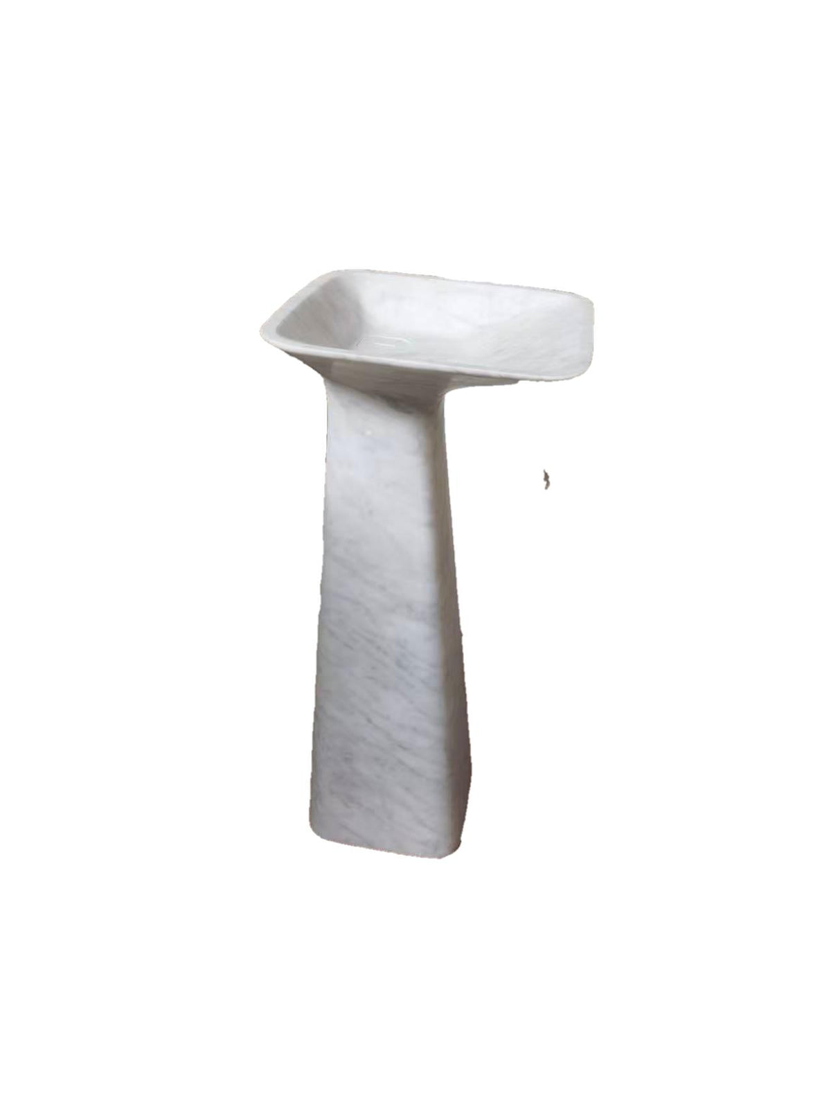 Flared natural stone white bathroom pedestal basin SP1045