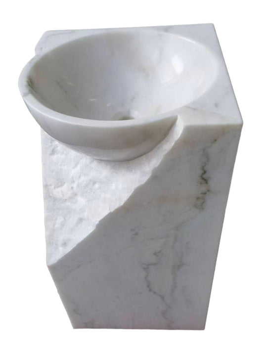 Square natural stone white bathroom pedestal basin SP1050