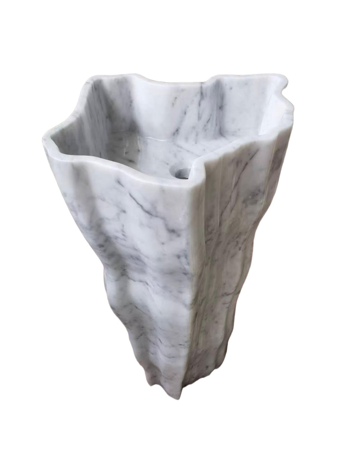 Carved natural stone white bathroom pedestal basin SP1052