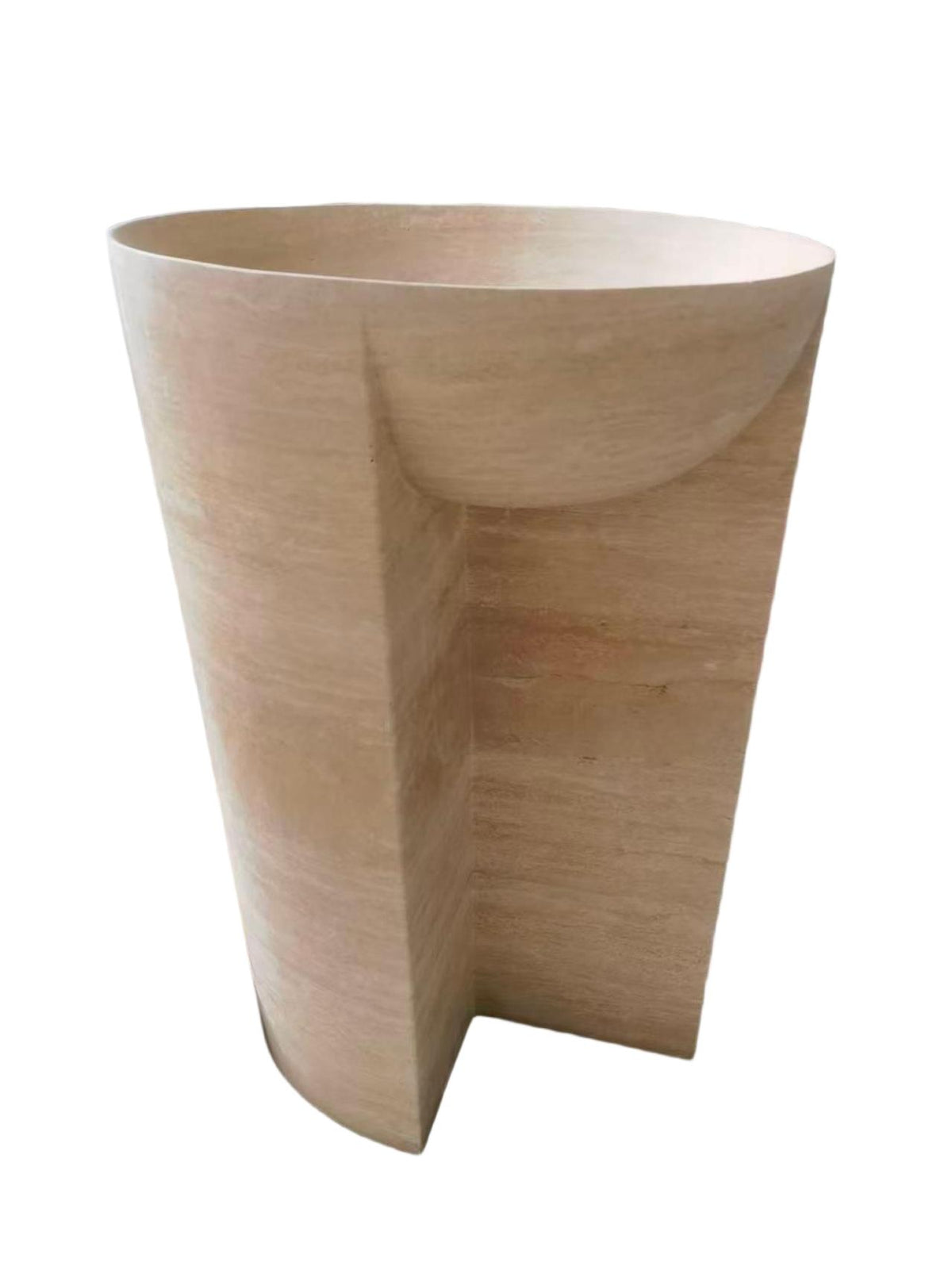 Flared natural stone beige bathroom pedestal basin SP1053