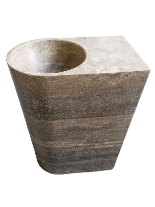 Square natural stone grey bathroom pedestal basin SP1054