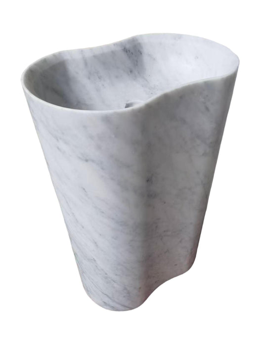 Carved natural stone white bathroom pedestal basin SP1056