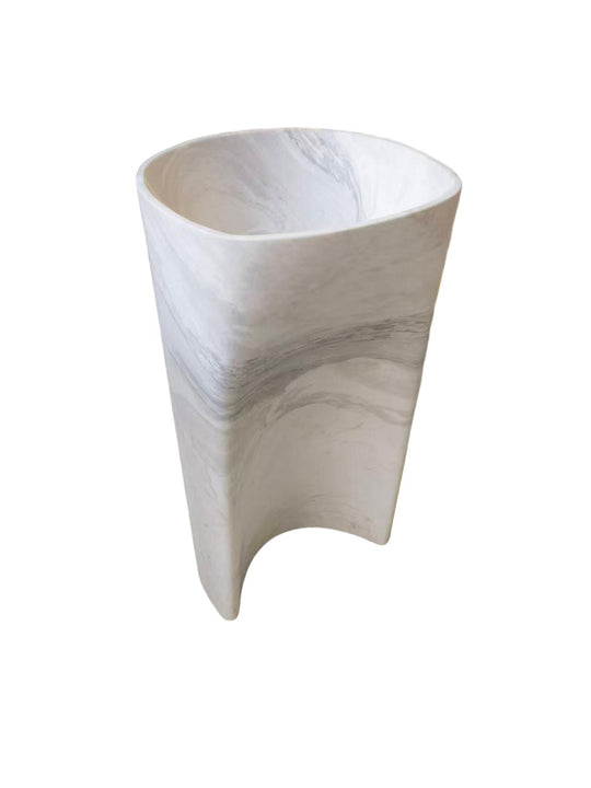 Carved natural stone white bathroom pedestal basin SP1057