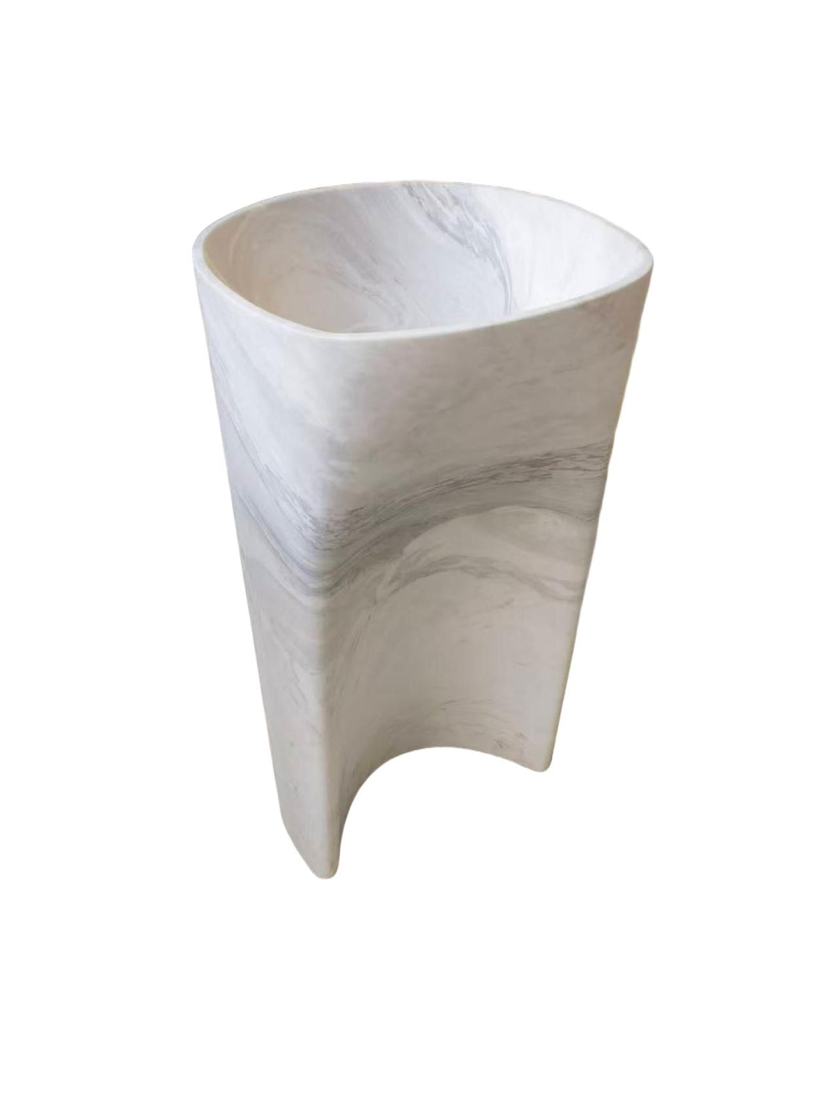 Carved natural stone white bathroom pedestal basin SP1057